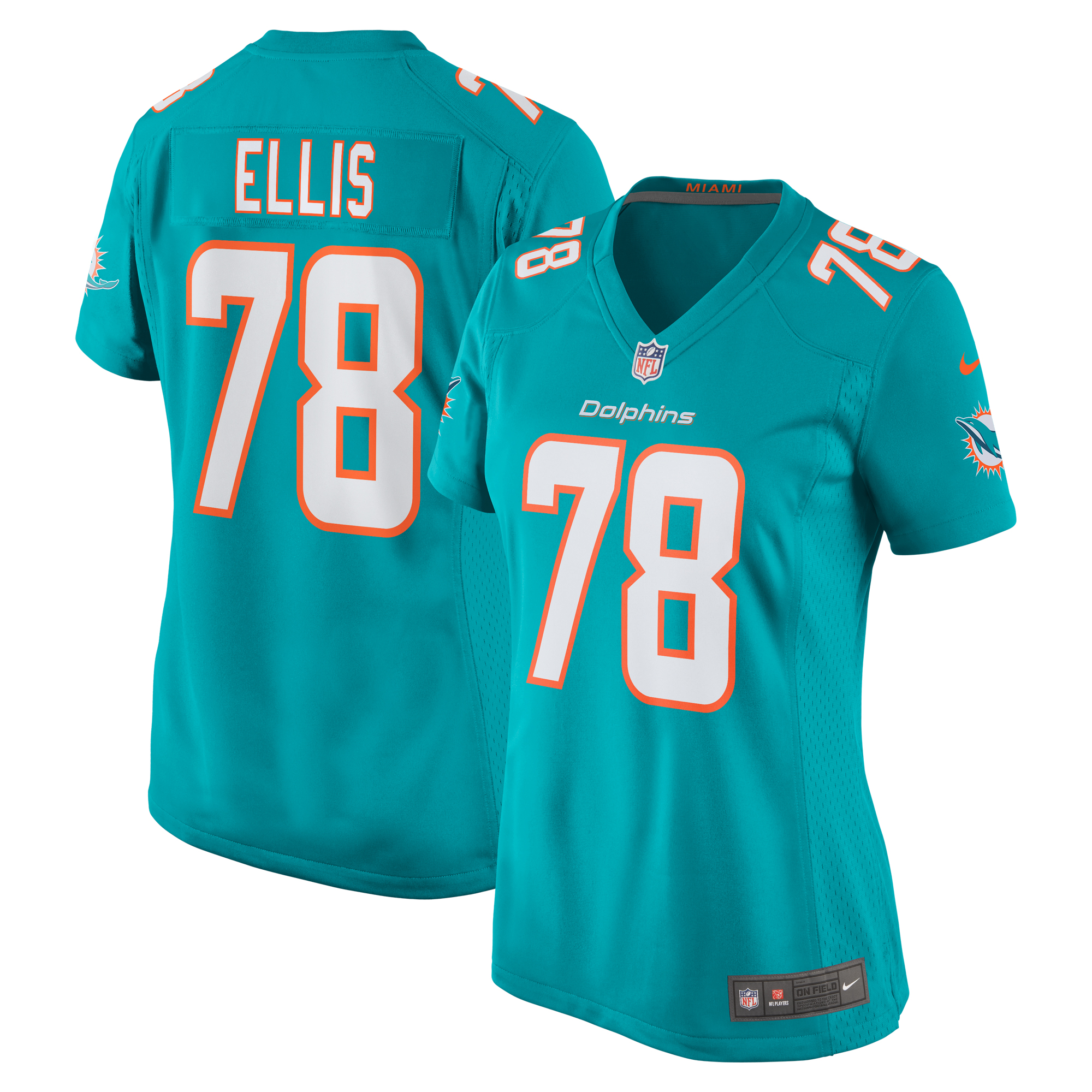 Justin Ellis Miami Dolphins Women's  Game Jersey -  Aqua