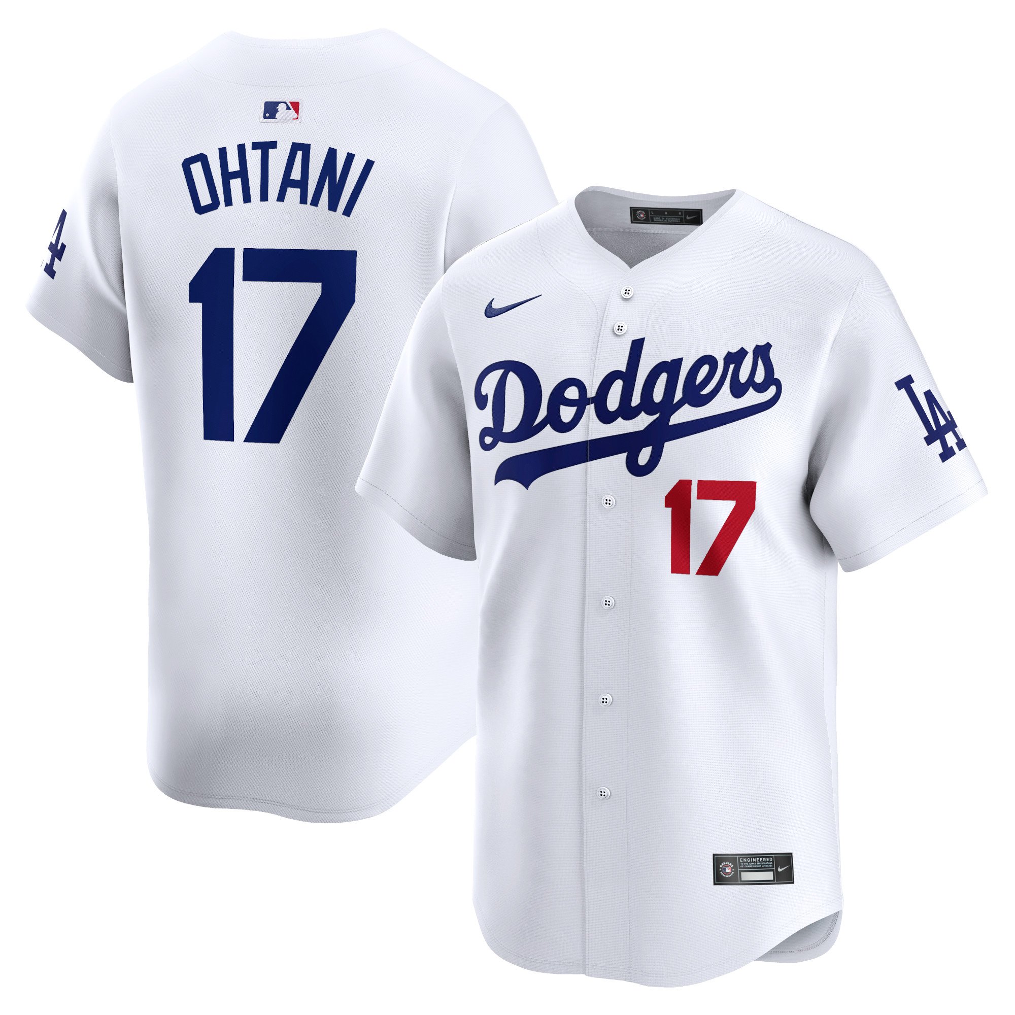 Men's Los Angeles Dodgers #17 Shohei Ohtani  White Home Limited Player Jersey