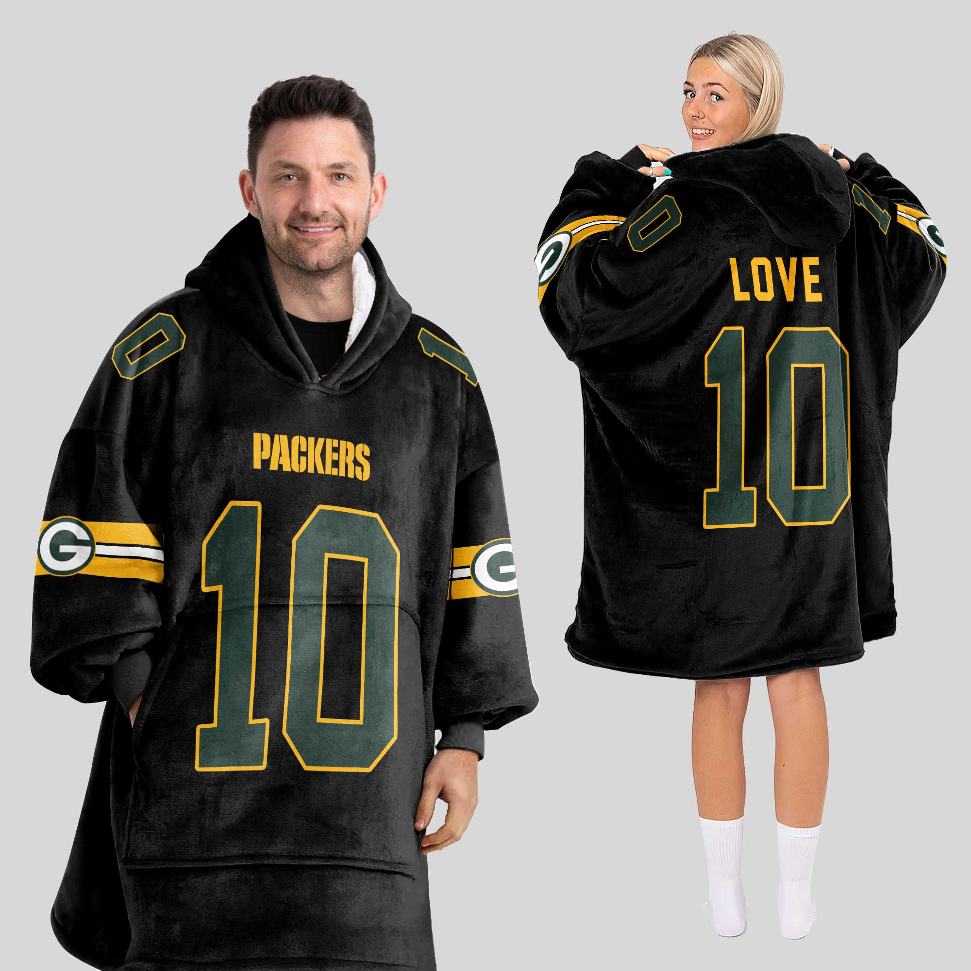 Adult 10 Green Bay Football Unisex Blanket Hoodie