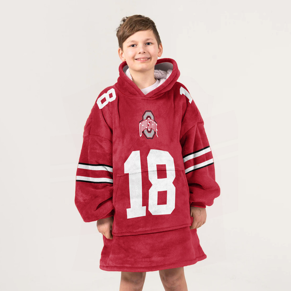 Adult 18 Ohio State Football Unisex Blanket Hoodie