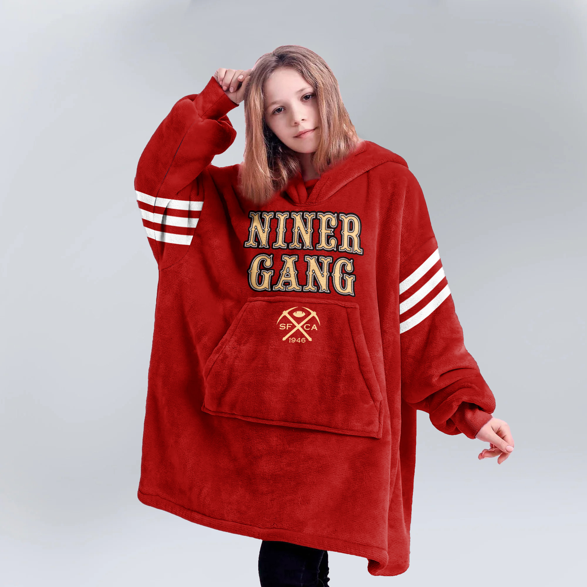 Adult 13 San Francisco 49ers Football Unisex Blanket Hoodie