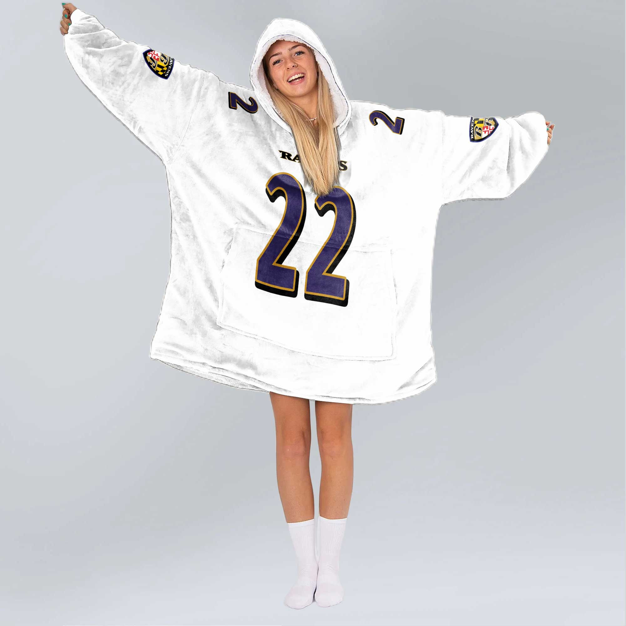 Adult 22 Baltimore Football Unisex Blanket Hoodie