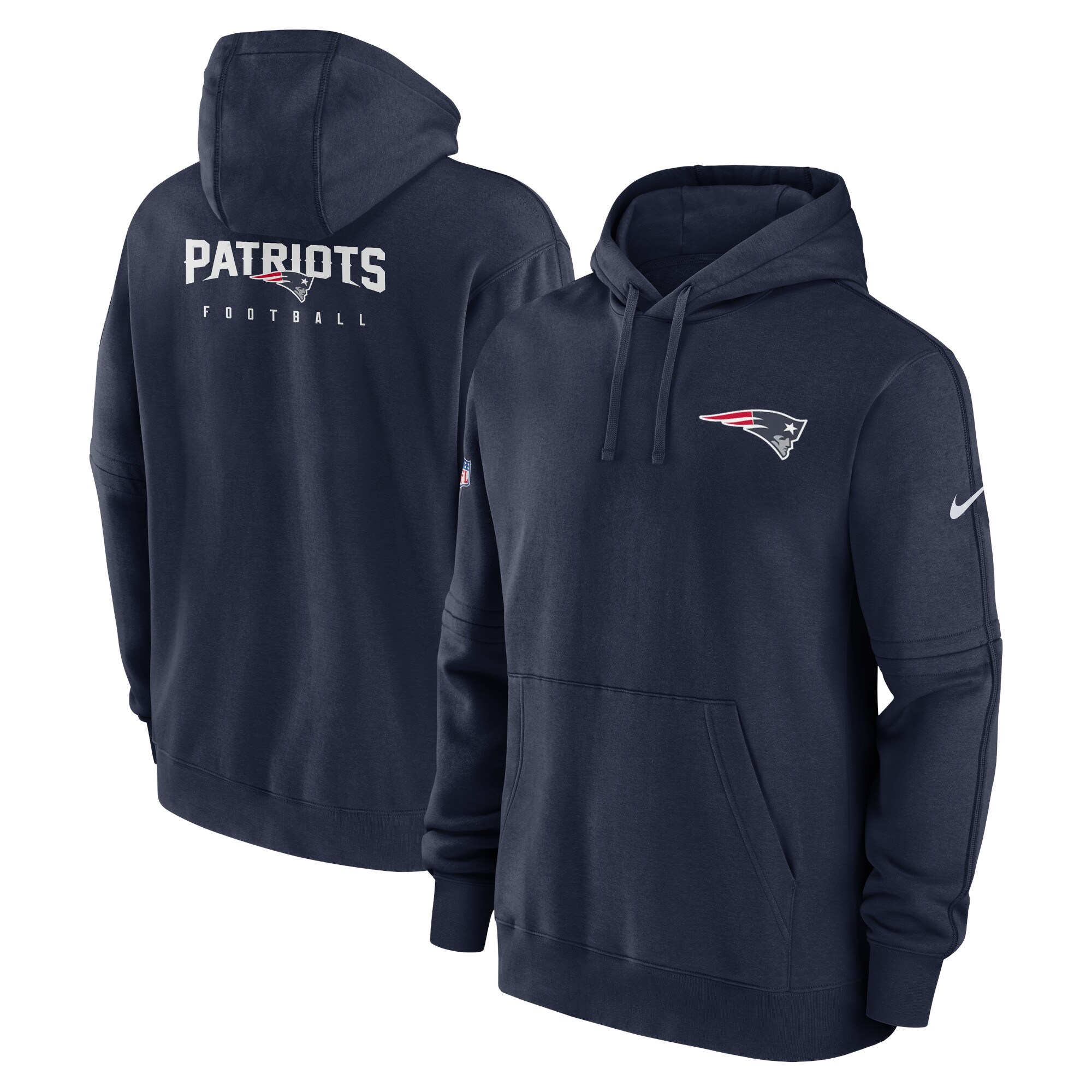 New England Patriots  Sideline Club Fleece Pullover Hoodie - Navy