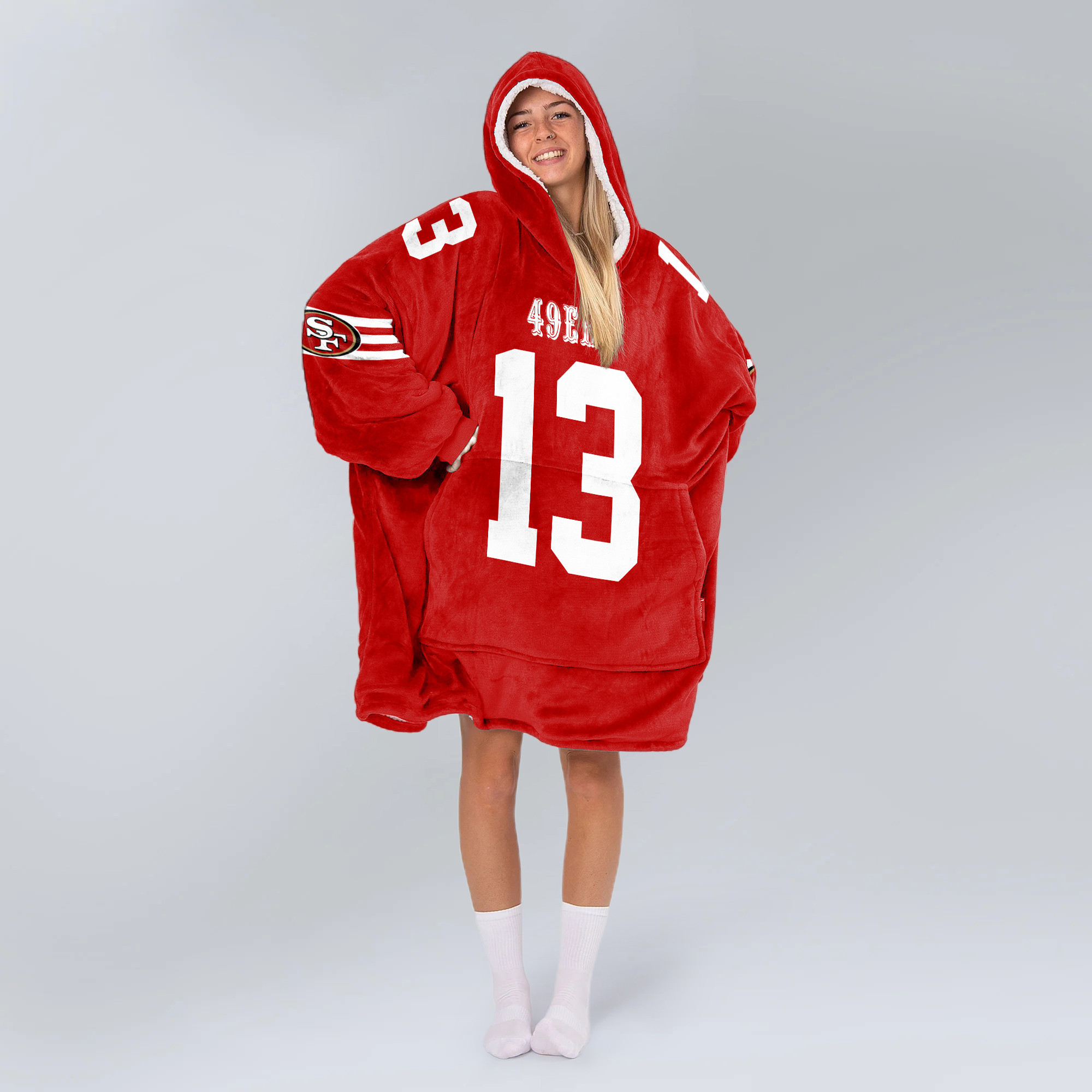 Adult B.P. 13 San Francisco 49ers Football Unisex Blanket Hoodie