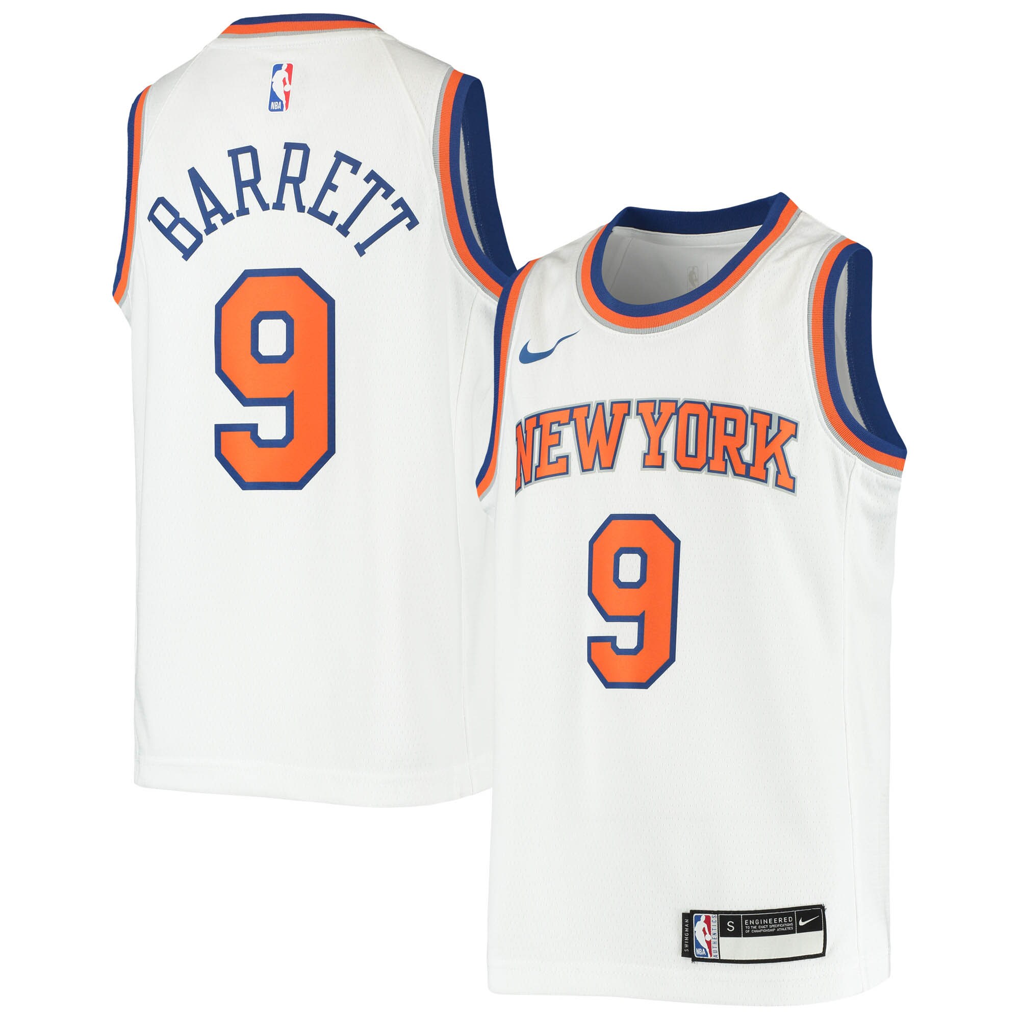 RJ Barrett New York Knicks Youth 2019/20 Swingman Jersey - Association Edition - White