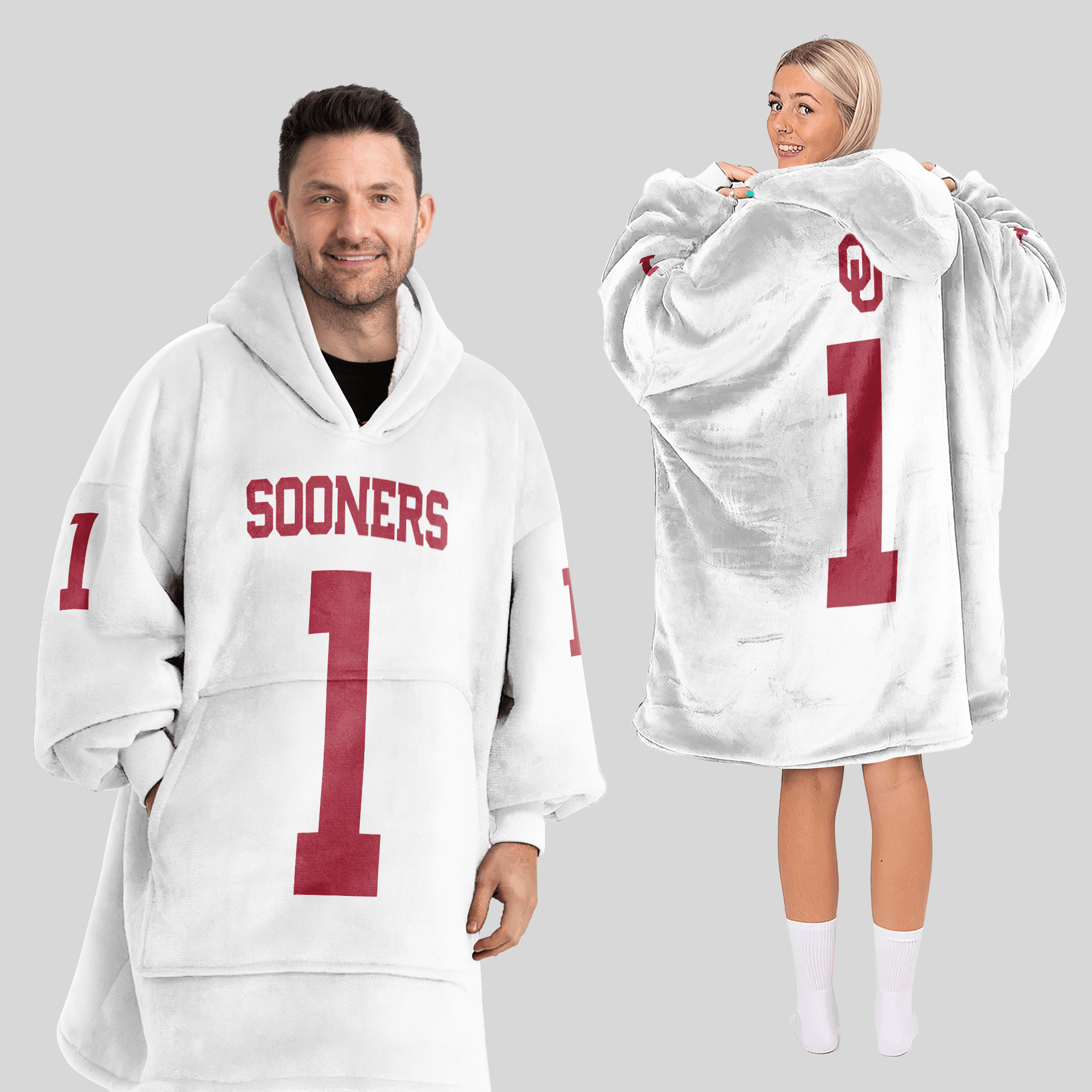 Adult #1 Oklahoma Football Unisex Blanket Hoodie