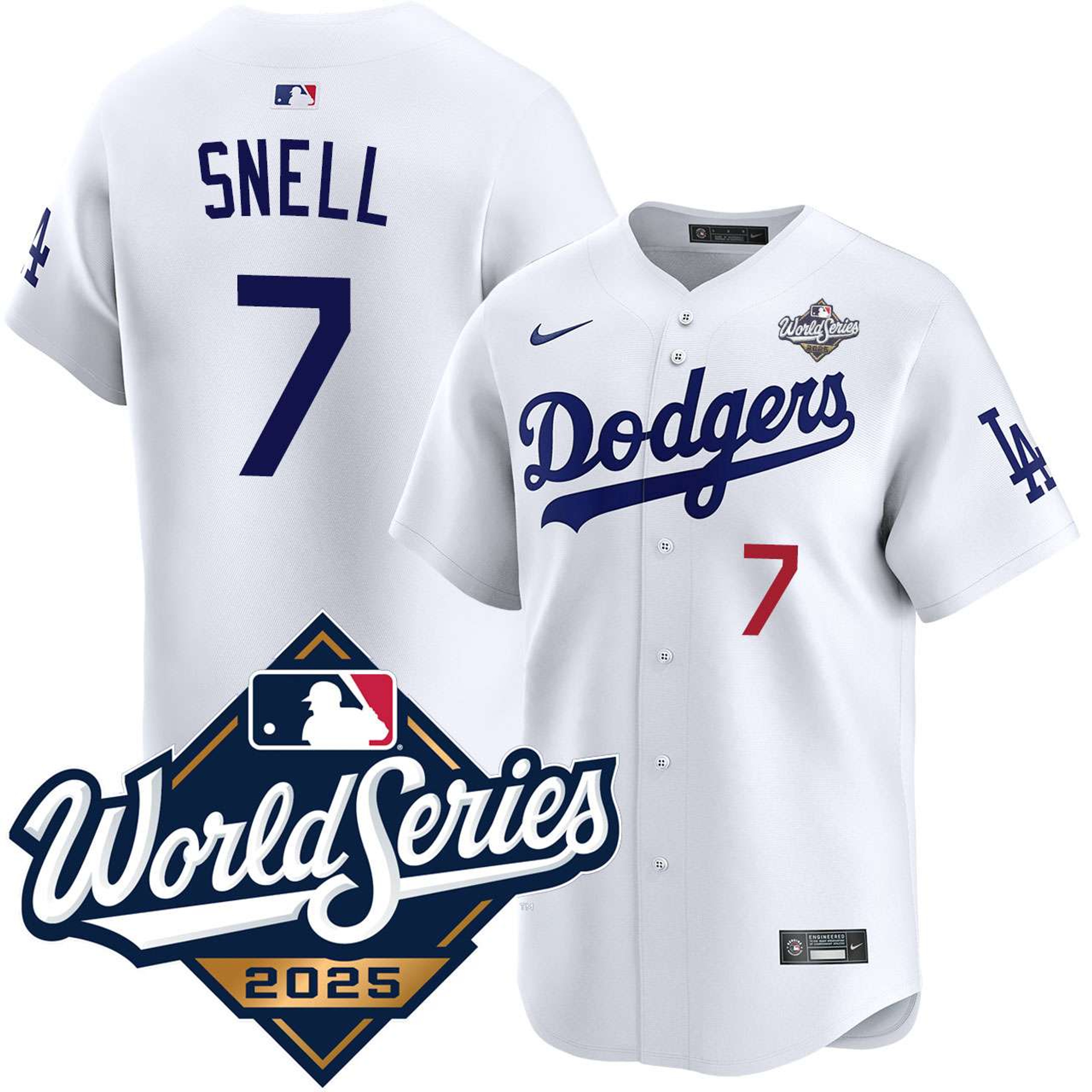 Blake Snell #7 Los Angeles Dodgers 2025 World Series Home Limited Player Jersey - White