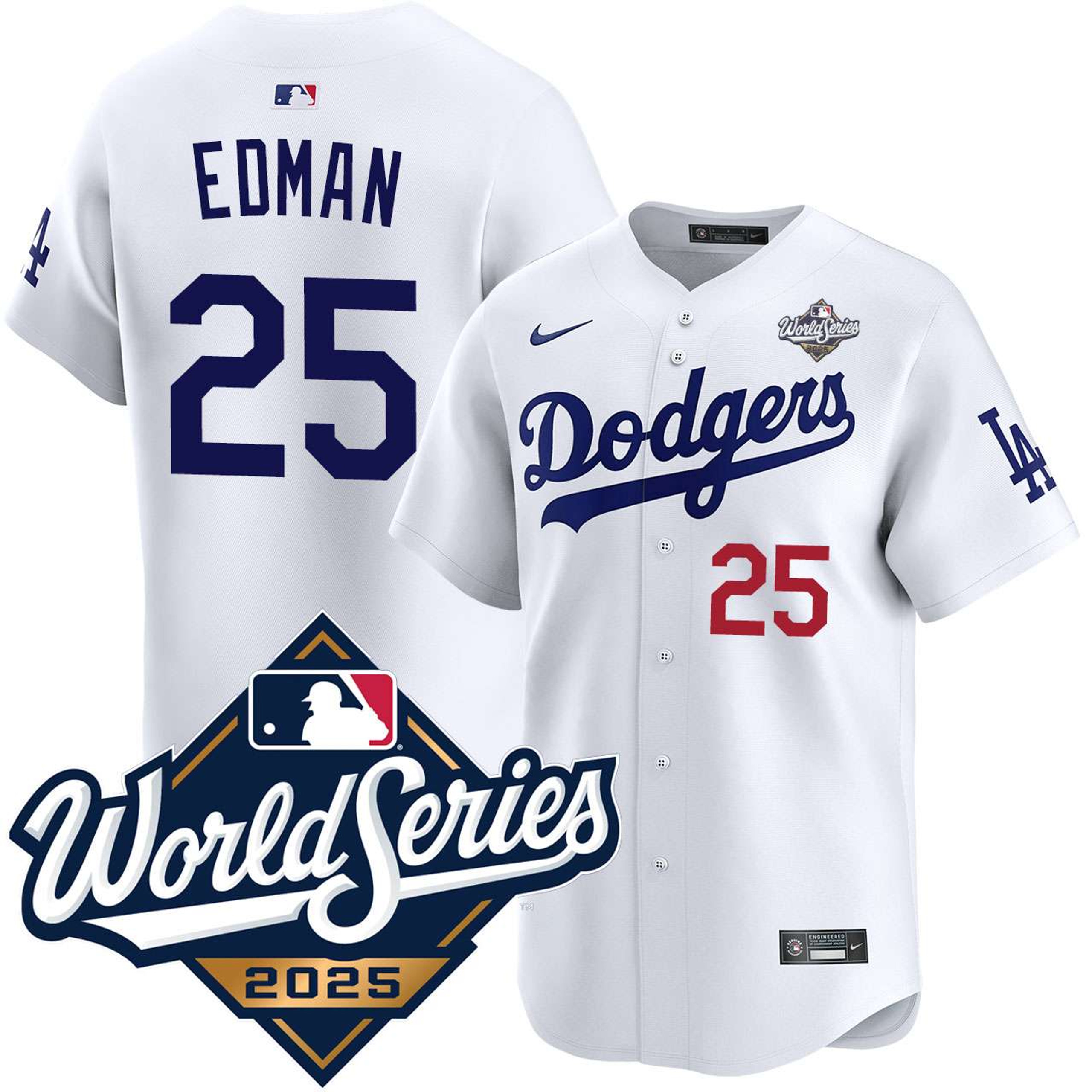 Tommy Edman #25 Los Angeles Dodgers 2025 World Series Home Limited Player Jersey - White