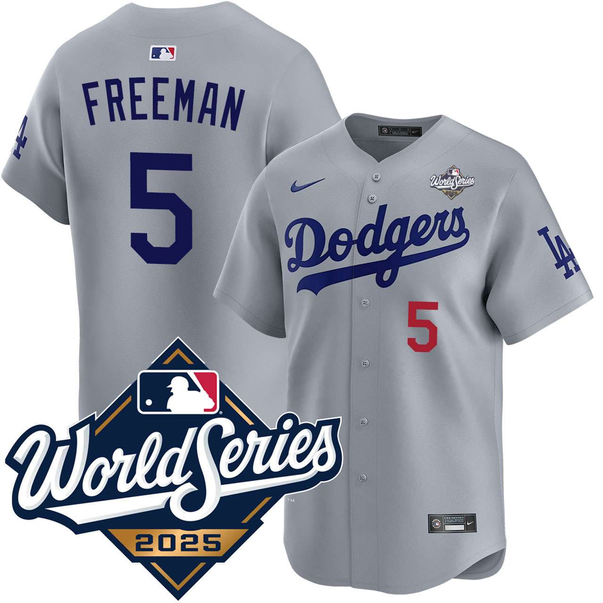 Freddie Freeman #5 Los Angeles Dodgers Alternate Road Limited 2025 World Series Jersey