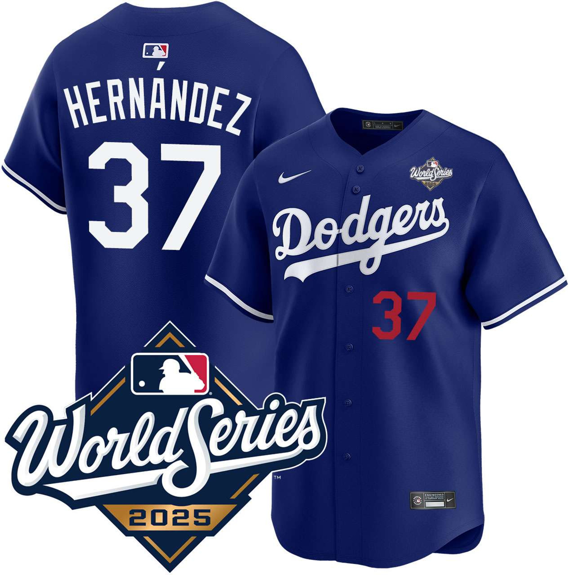 Teoscar Hernandez #37 Los Angeles Dodgers Alternate Royal Limited 2025 World Series Jersey