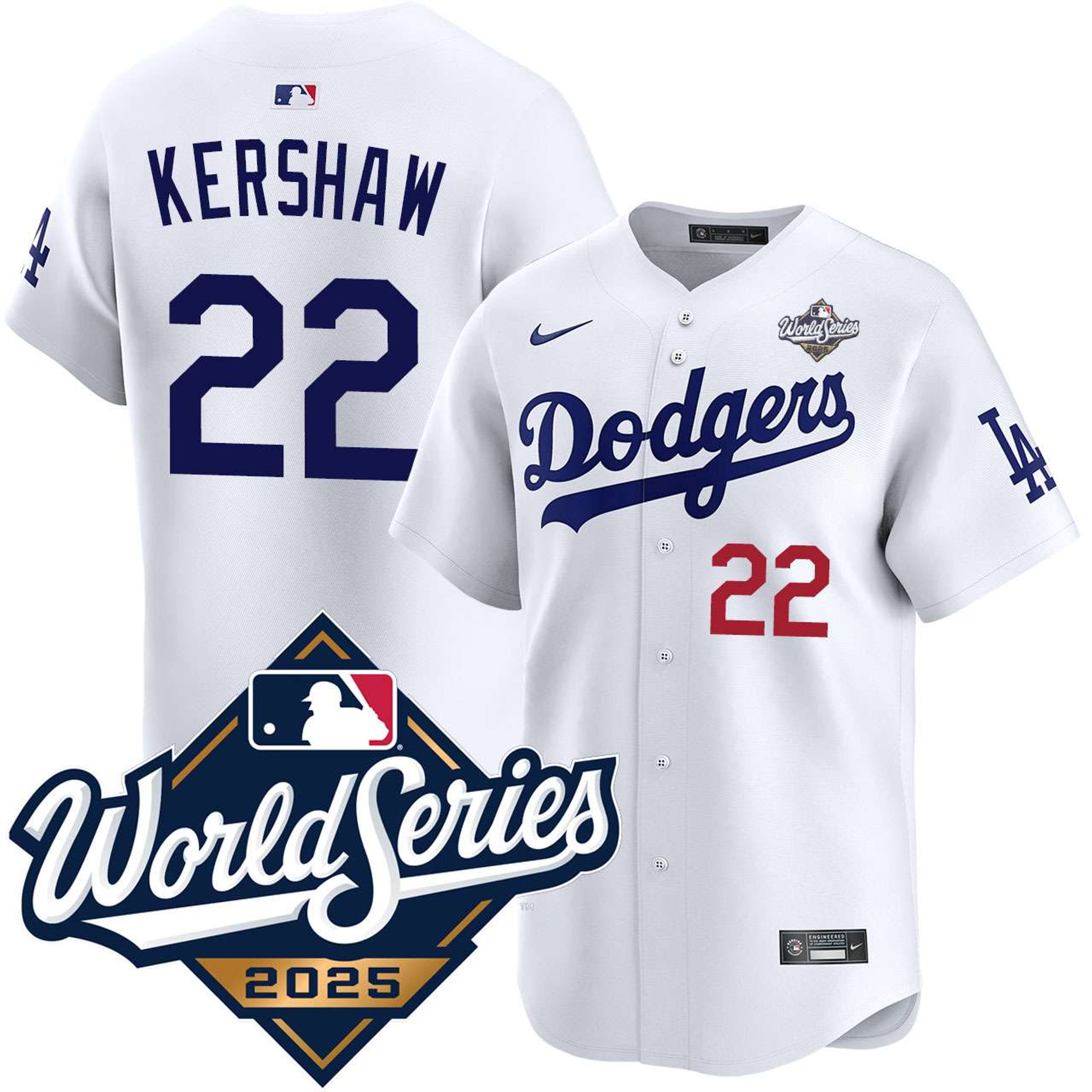 Clayton Kershaw #22 Los Angeles Dodgers 2025 World Series Home Limited Player Jersey - White